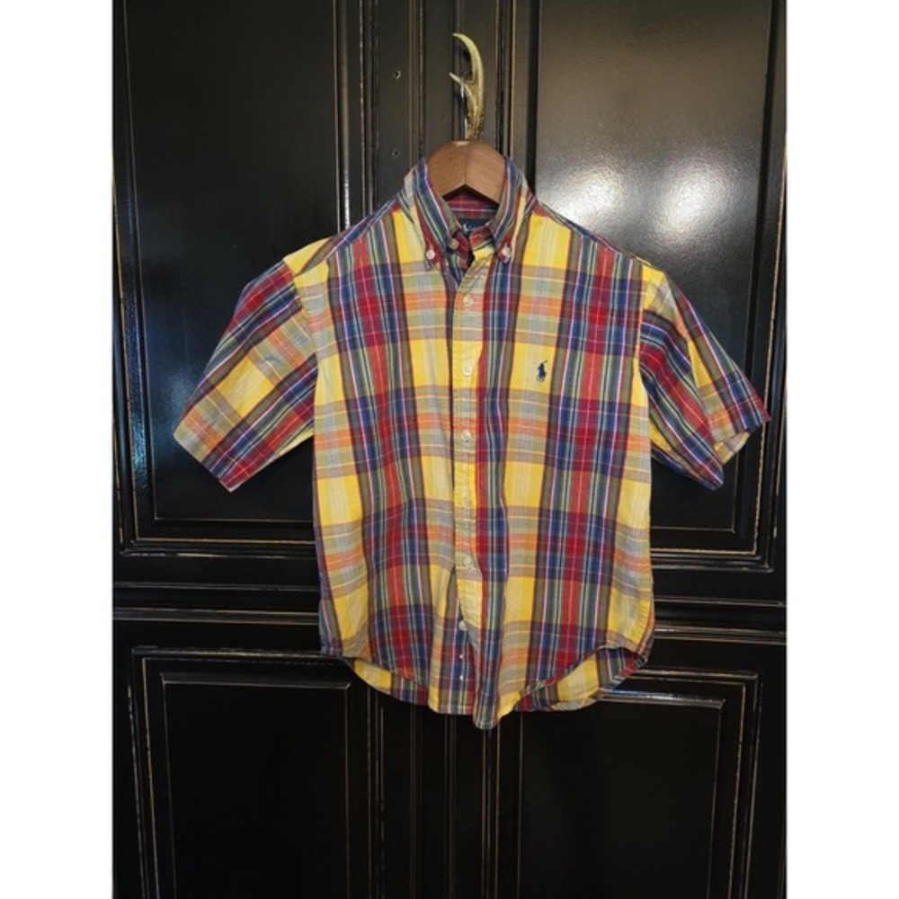 Ralph Lauren Boys Small Plaid Sl‎ Button Up,  Easter, Spring, Preppy
